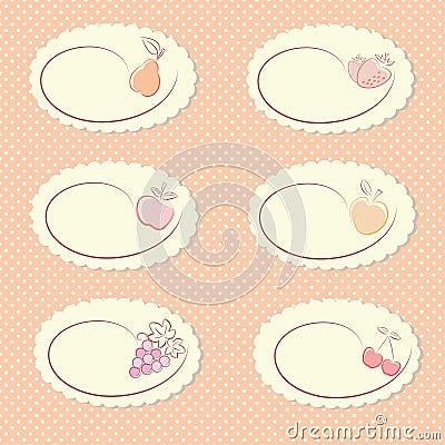 Set of fruit labels Vector Illustration