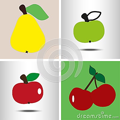 Set fruit pear apples berry Vector Illustration