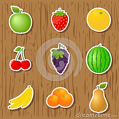 Set of fruit stickers Vector Illustration