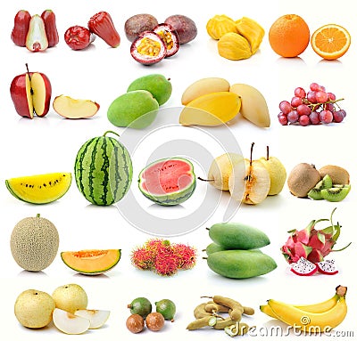 Set of fruit on white background Stock Photo