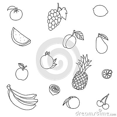 A set of fruit on a white background Vector Illustration