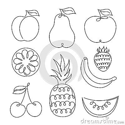 Set of fruits icon Vector Illustration