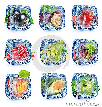Set fruits and vegetables Stock Photo
