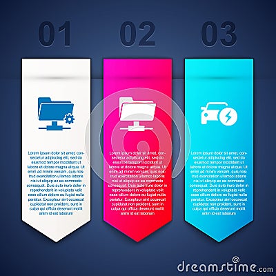 Set FTP settings folder, and Electric car. Business infographic template. Vector Stock Photo