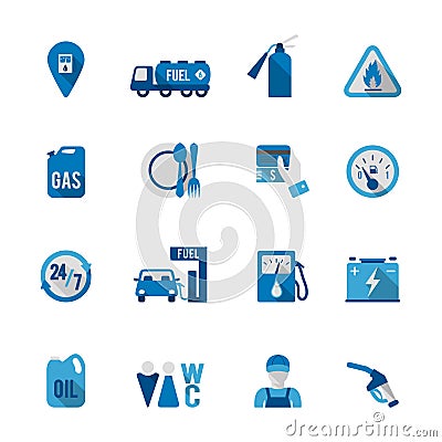 Set of Fuel Station Icon Vector Illustration