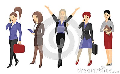 Set of full length portraits of business people Vector Illustration