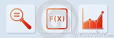 Set Function mathematical symbol, Calculation and Graph, schedule, chart, diagram. White square button Stock Photo