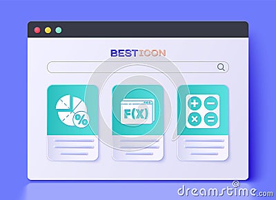 Set Function mathematical symbol, Graph, schedule, chart, diagram and Calculator icon. Vector Vector Illustration