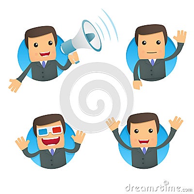 Set of funny cartoon businessman Vector Illustration