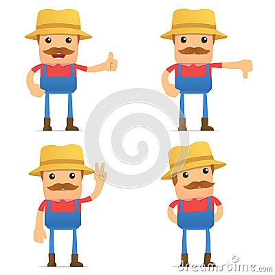 Set of funny cartoon farmer Vector Illustration