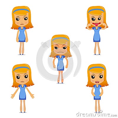Set of funny cartoon housewife Vector Illustration