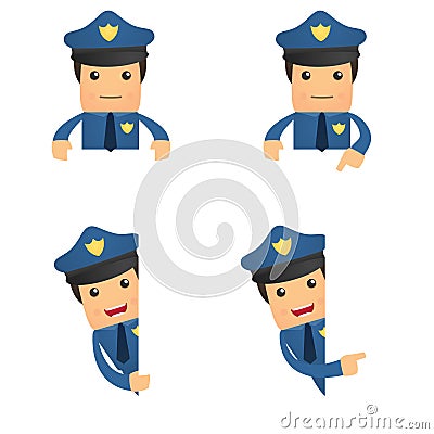 Set of funny cartoon policeman Vector Illustration