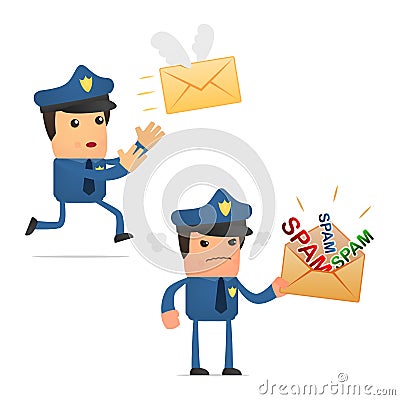 Set of funny cartoon policeman Vector Illustration