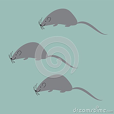 Set of funny cartoon rats, sample for fabric and Wallpaper Vector Illustration