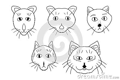 Set of funny cats faces. Stock Photo