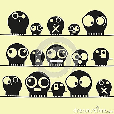 Set of funny cute monsters. Vector Vector Illustration