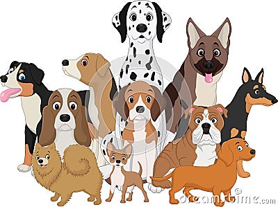 Set of funny dogs cartoon Vector Illustration