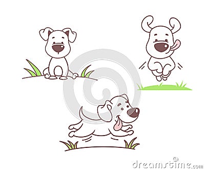 Set of funny dogs Vector Illustration