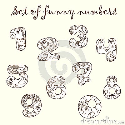 Set of funny figures (numbers). Vector Illustration