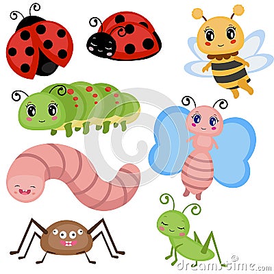 Set funny insects. Vector Illustration