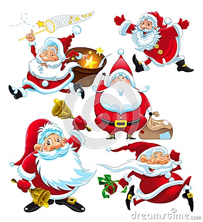 Set of funny Santa Claus Vector Illustration