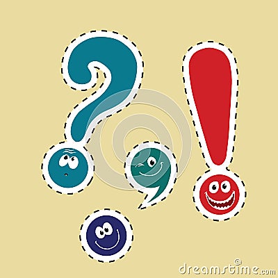 Set of funny smiley punctuation Vector Illustration