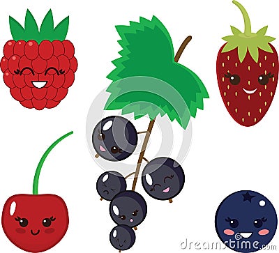 Set of funny vector berries Vector Illustration
