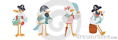 Funny vector seagulls pirates Vector Illustration