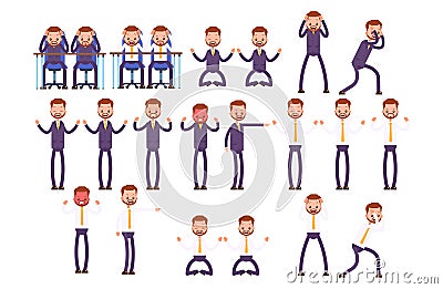 set furious emotions, frustration, anger. busines Vector Illustration