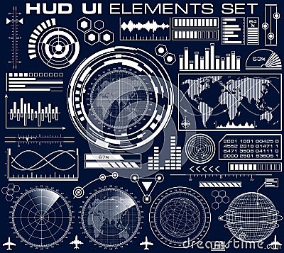 Set of futuristic graphic user interface HUD Vector Illustration