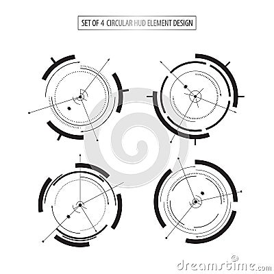 Set of 4 futuristic icon elements design tech sci fi concept Stock Photo