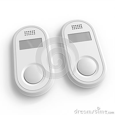 Set of gadgets. Emergency button mockup. Technology device template. Simple phone. Audio button. 3d render Stock Photo