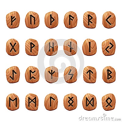 Set of game runes, nordic ancient alphabet, icons Vector Illustration