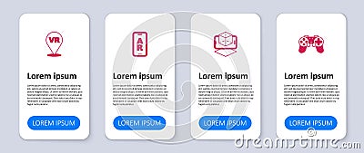 Set Gamepad, 3d modeling, Augmented reality AR and Virtual. Business infographic template. Vector Vector Illustration