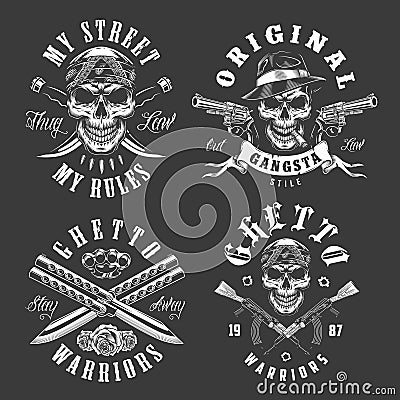 Set of gangster emblems Vector Illustration