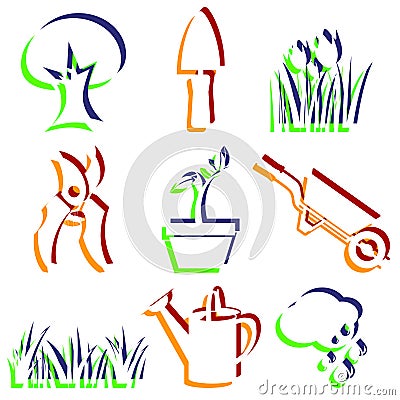 Set of garden icons. Stock Photo