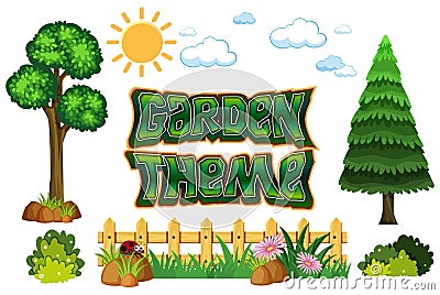 Set of garden theme Vector Illustration