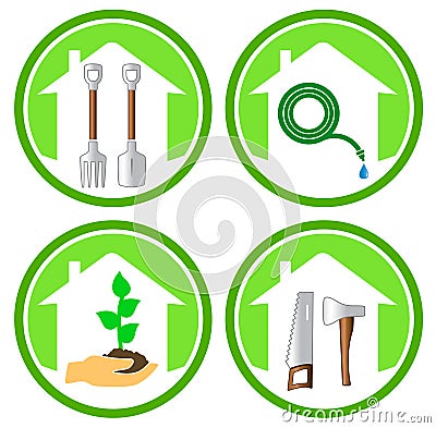 Set of gardening concept icons Vector Illustration