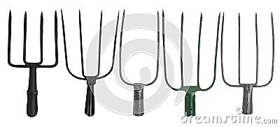 Set of gardening forks isolated on a white background. Stock Photo