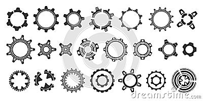 Set of gears .Silhouette gear .Hud element. Rotating mechanism of round parts .Vector illustration Vector Illustration