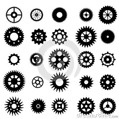 Set of gears silhouette Vector Illustration