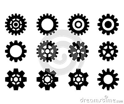Set of the gears. Steampunk. Black gear wheels icons. Cog wheels. Vector illustration Vector Illustration