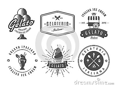 Set of gelato badges. Vector Illustration