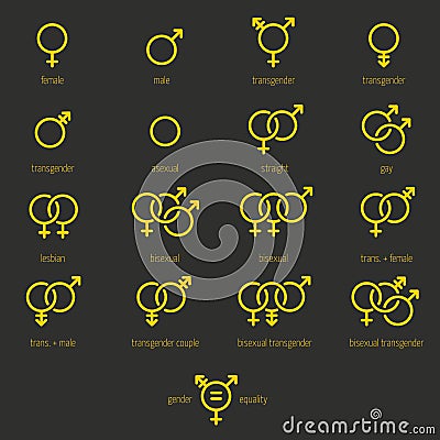 Set of Gender Icons and Sexual Equality Stock Photo