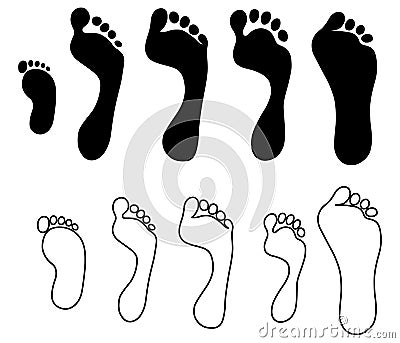 Set generation hand foot prints Vector Illustration