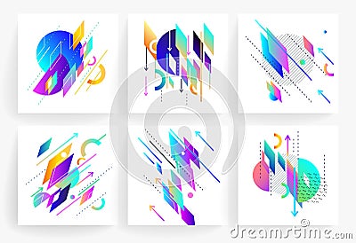 Set of geometric abstract colorful flyers Vector Illustration