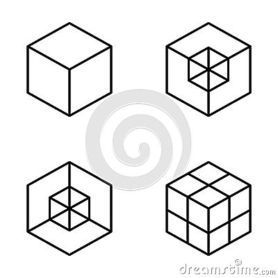 set of geometric cube. Fashion graphic design. Vector illustration. Background design. Optical illusion 3D. Modern stylish abstrac Vector Illustration