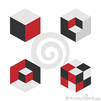 Set of geometric cube pattern.Fashion graphic design.Vector illustration. Background design.Optical illusion 3D Modern stylish abs Vector Illustration
