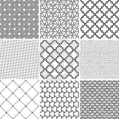 Set of Geometric Modern Vector Seamless Backgrounds and Graphics. Collection of Simpless Patterns in Different Styles Vector Illustration