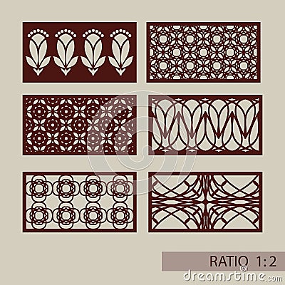 Set geometric ornaments for laser cutting decorative panels Vector Illustration